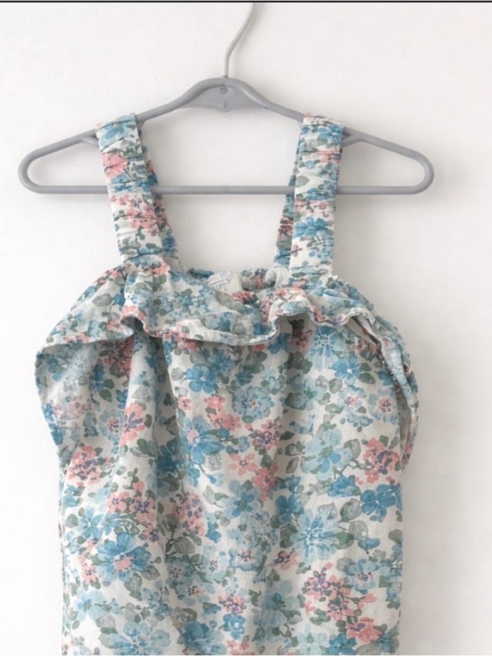 abercrombie kids Floral Ruffle Tank Bubble Hem Blue Pink Size 11/12 Tween Boho - Picture 1 of 3